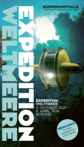 Faltblatt zur Ausstellung Expedition Weltmeere in der Bundeskunsthalle Bonn