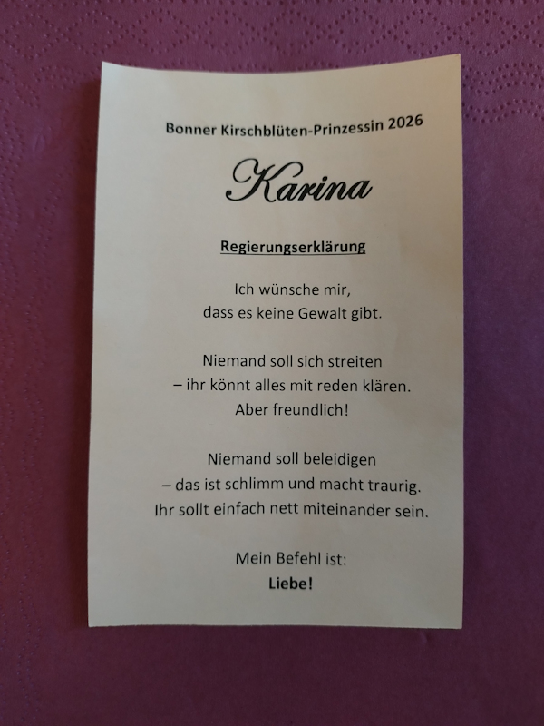 Kirschblüte Bonn Prinzessin Erklärung 16.04.2026